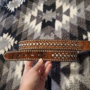 Ranger hair on hide bling studded western belt